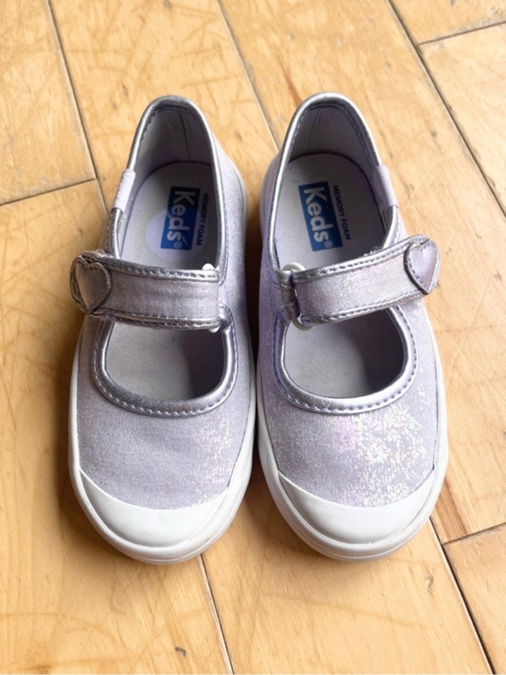 Keds Toddler Girls Glitter Mary Jane Heart Velcro Purple Sneakers Size 8